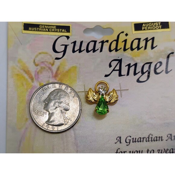 5/$25 Genuine Austrian Crystal Pin Guardian Angel Birthstones August Peridot - Picture 5 of 6